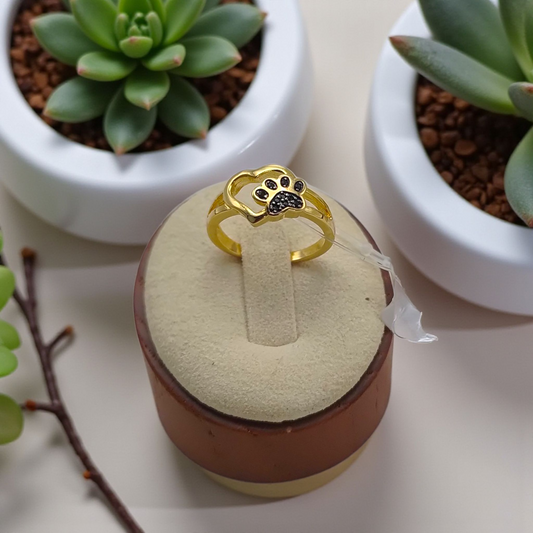 Anel Coração e Patinha Microzircônias