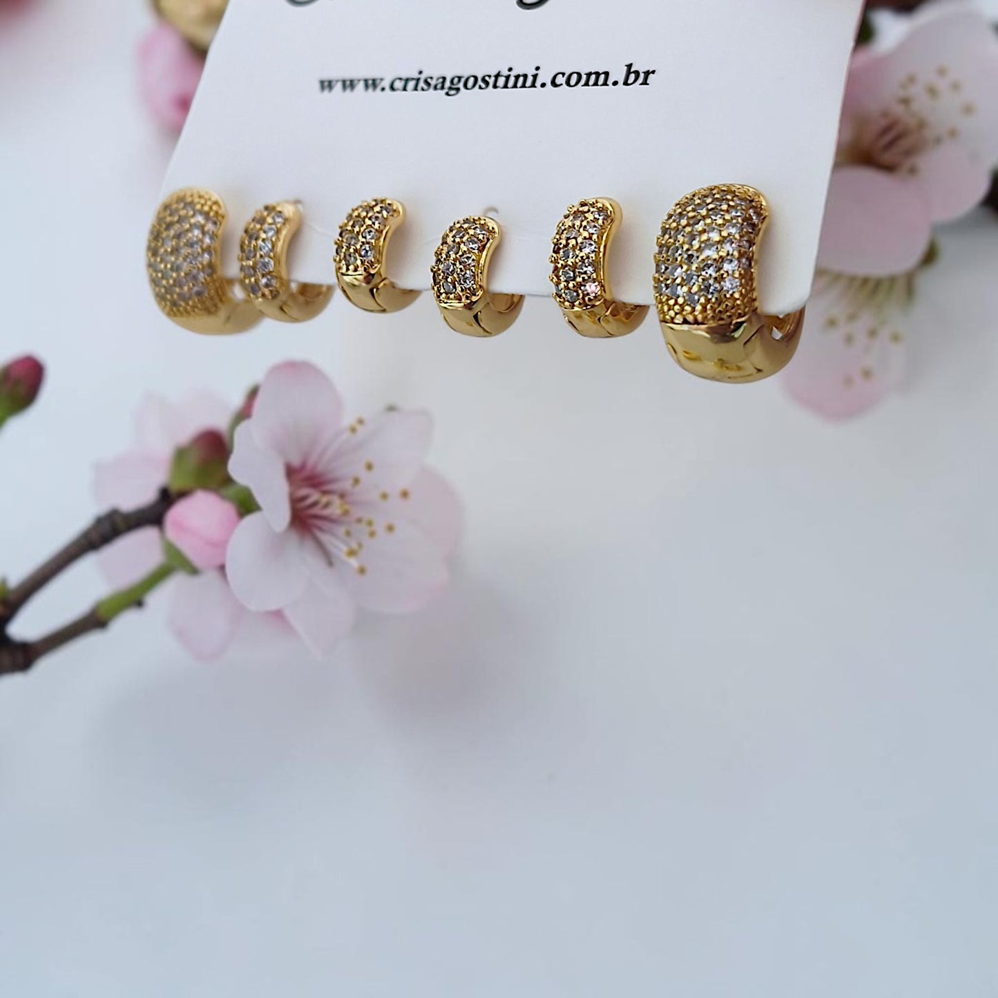Brinco Trio Argolinhas Grossas Microzircônias