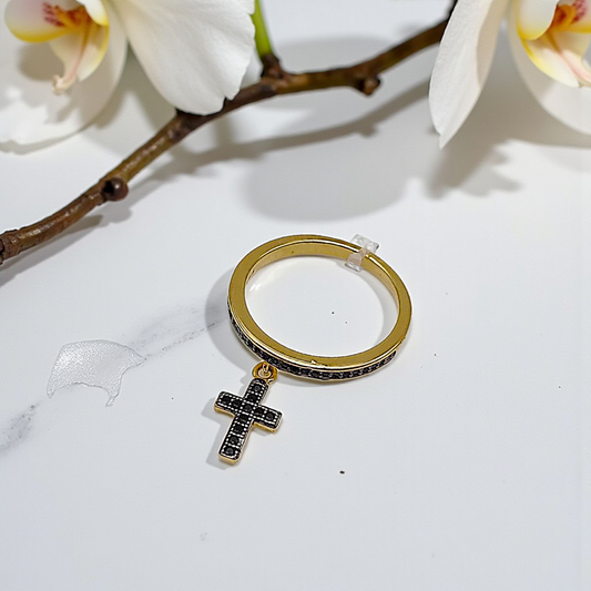 Anel Pingente Crucifixo Delicado