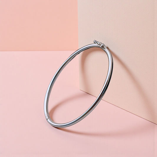Pulseira Bracelete Liso Fecho Prata 925