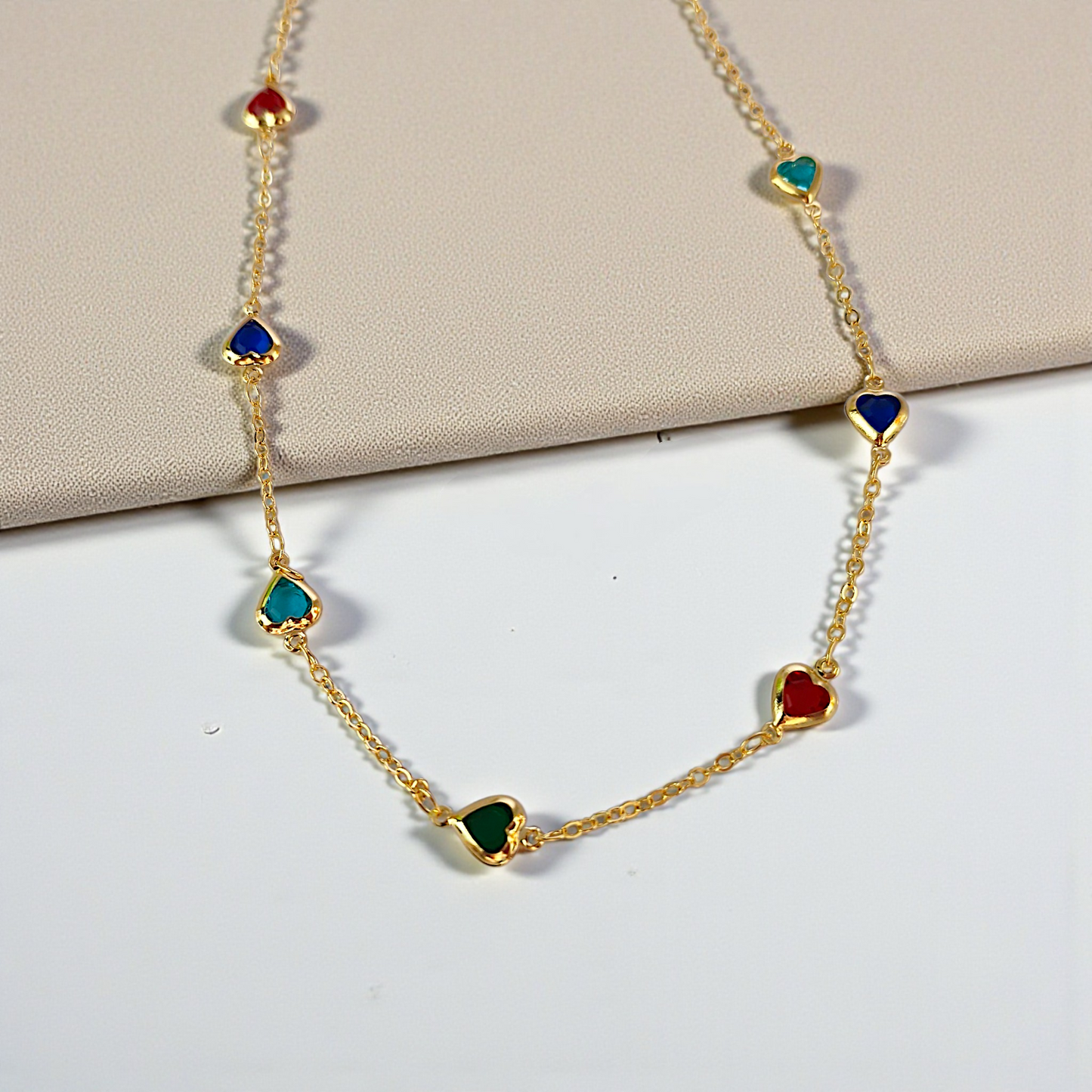 Colar Choker Corações Zircônias Colors