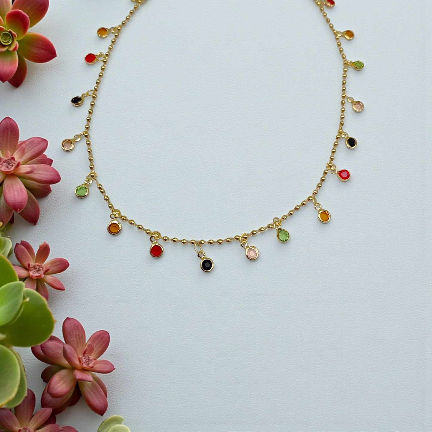 Colar Choker Zircônias Tiffy Colors Penduradas