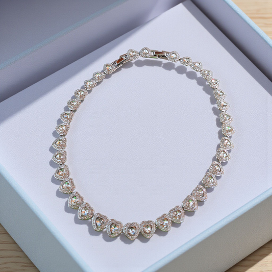 Colar Corações Zircônia Diamond Alta Joalheria