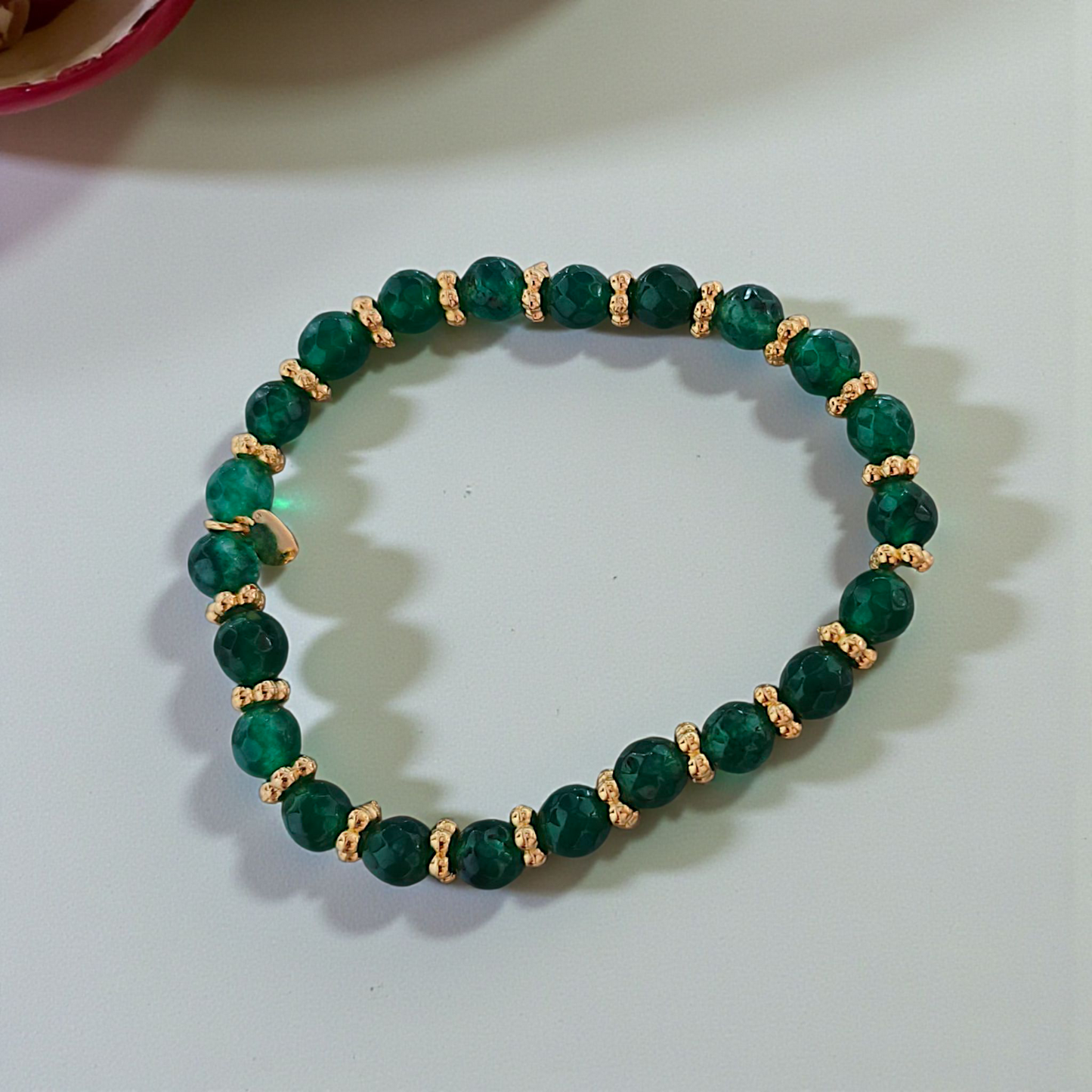 Pulseira Pedras Naturais Colors 5mm Detalhes Ouro