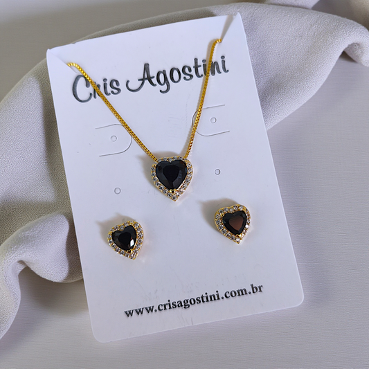 Conjunto Delicado Princesa Coração Negro