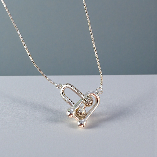 Colar 2 Elos Tiffy Microzircônias Prata 925