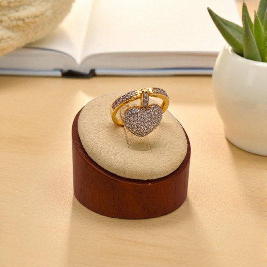 Anel Pingente Coração e Laterais Microzircônias