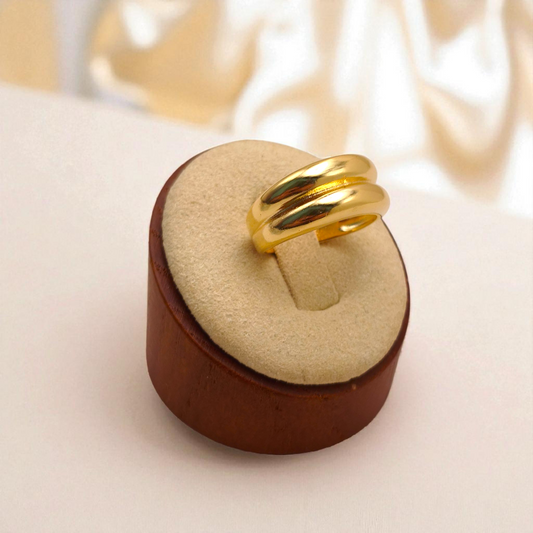 Anel Largo Tubo Duplo Abaulado