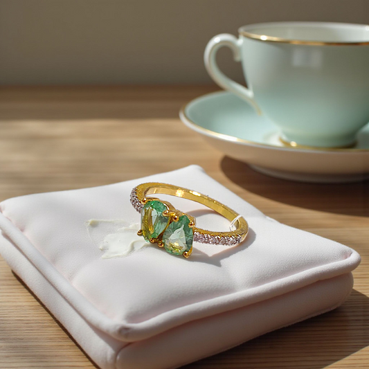 Anel Delicado 2 Gotas Zircônias e Microzircônias