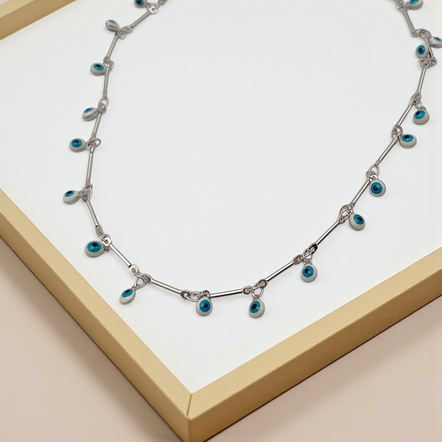 Colar Choker Canutilhos Olhos Gregos Pendurados