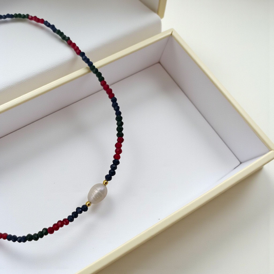 Colar Choker Cristal Cores e Pérola