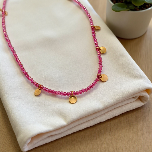 Colar Choker Cristal 5 Medalhas