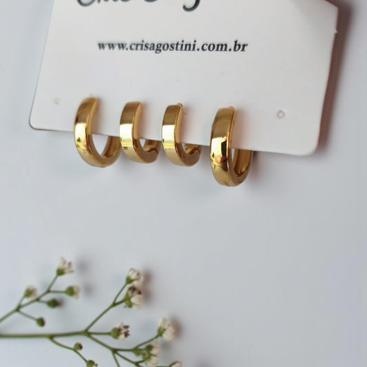 Brinco Dupla Argolinha Lisa 15 e 10mm