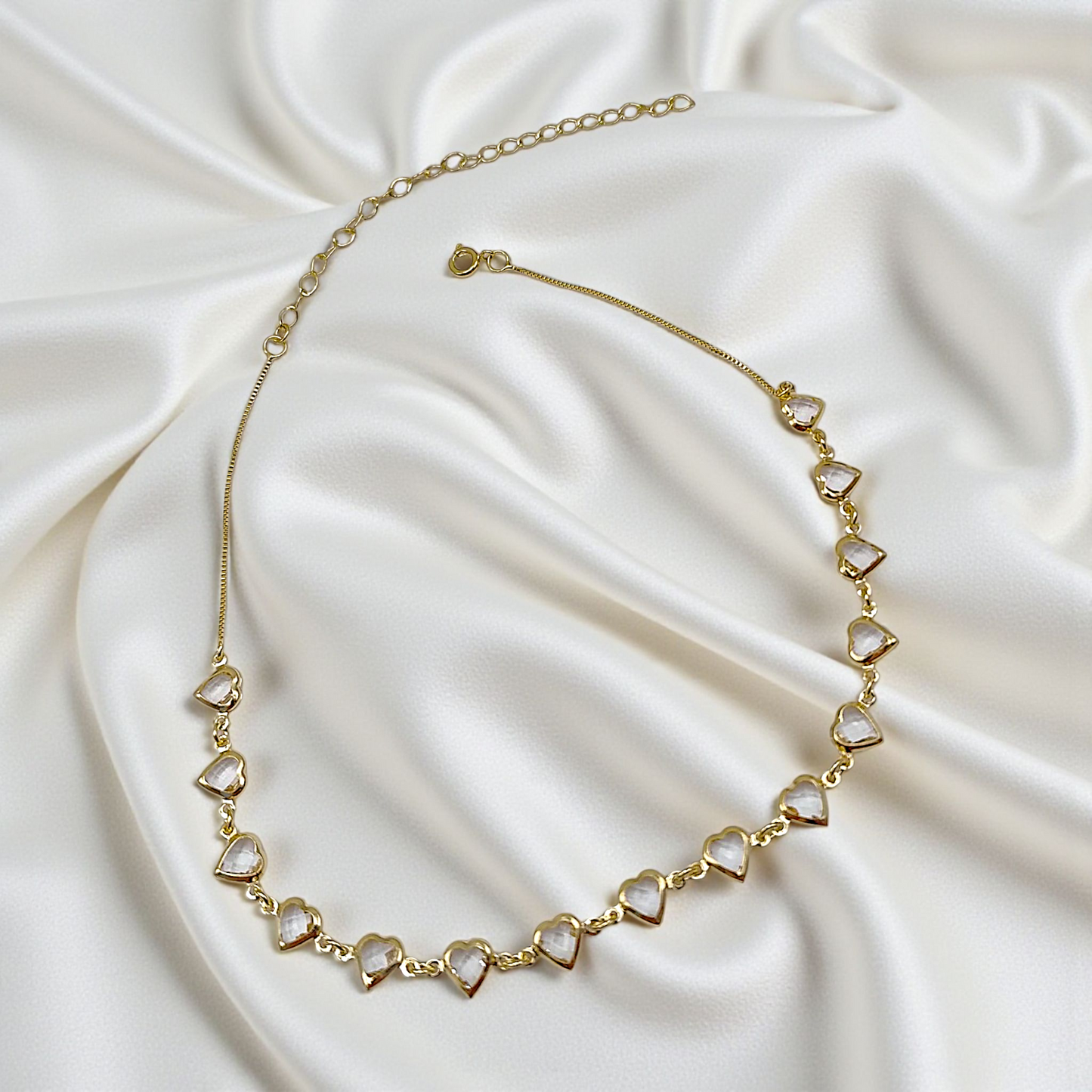 Colar Choker Corações Sextavados