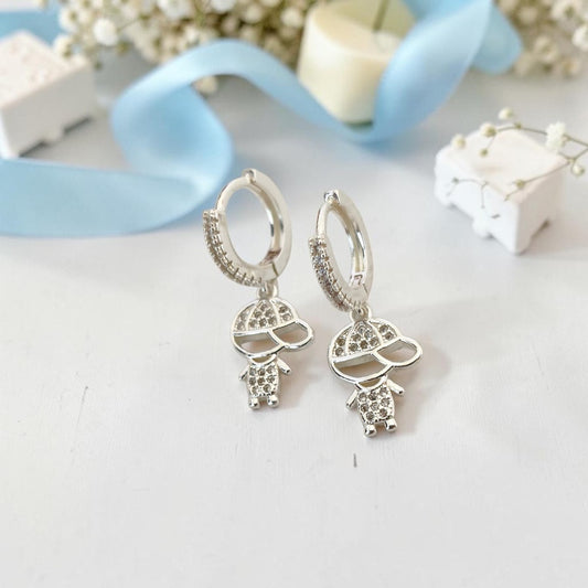 Brinco Argolinha Filhos - Menino Microzircônias Prata 925