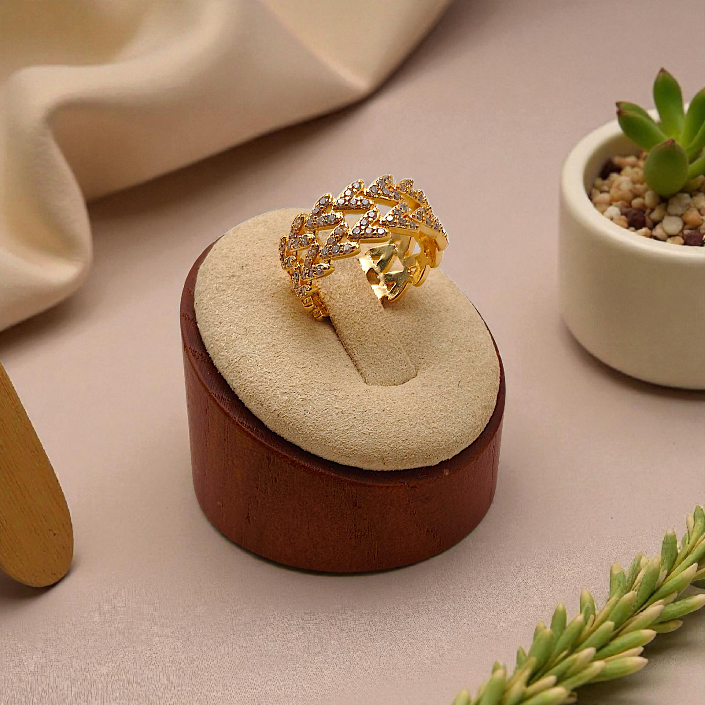 Anel Largo Ramos Corações Microzircônias