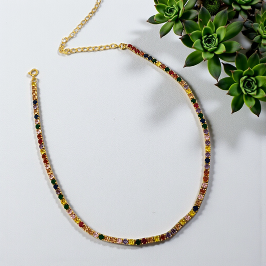 Colar Riviera Fino Zircônias Colors 3mm