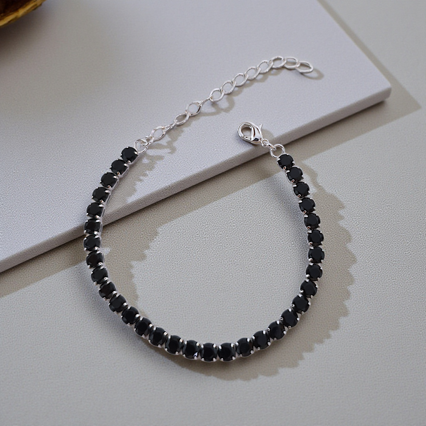 Pulseira Riviera Zircônia Negra 4mm Prata 925