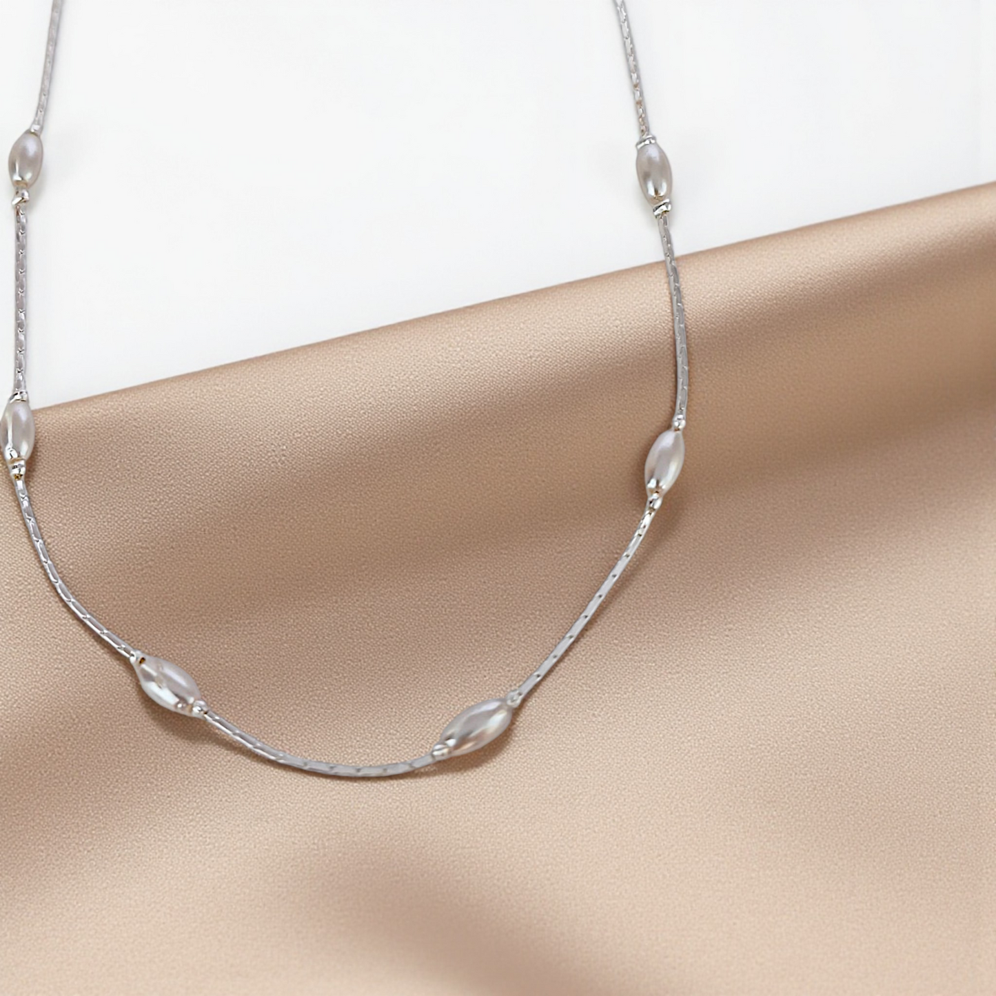 Colar Pérola Arroz Prata 925