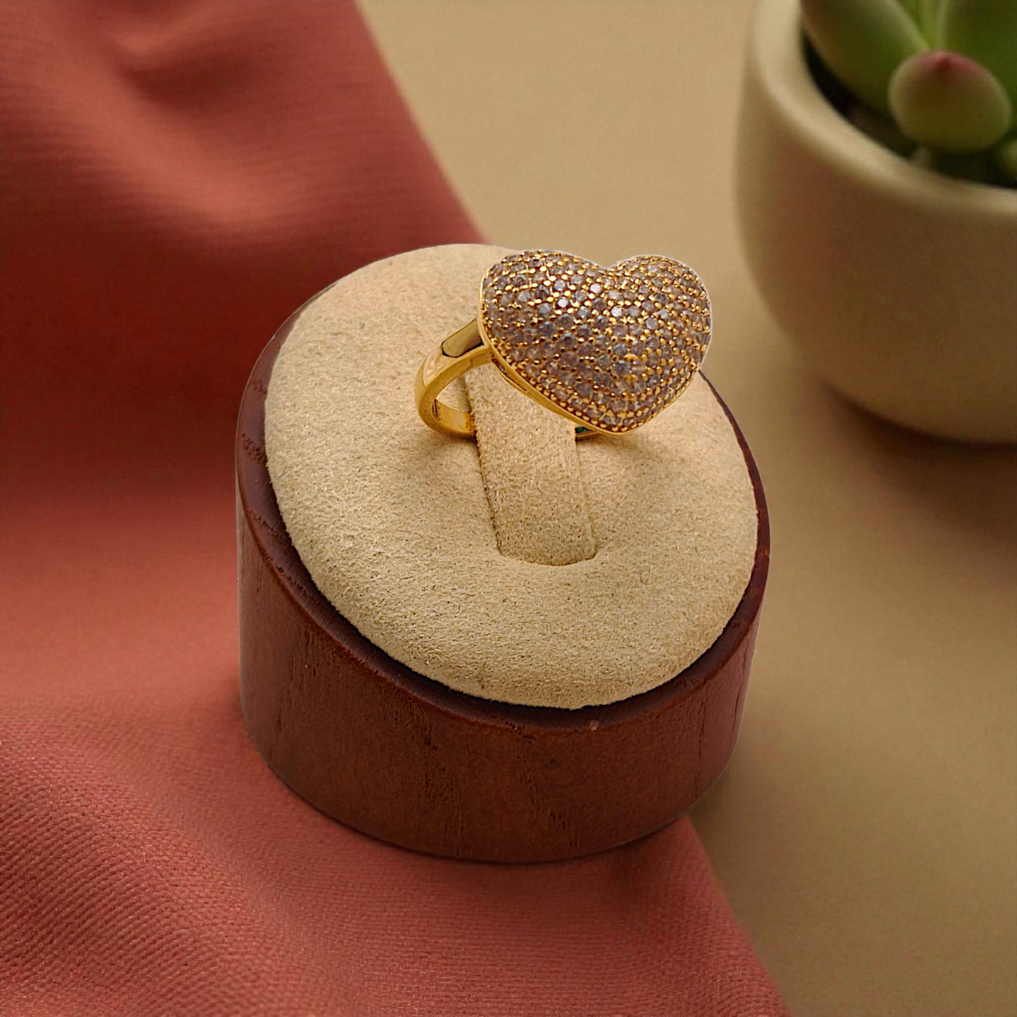 Anel Fino Coração Grande Microzircônias