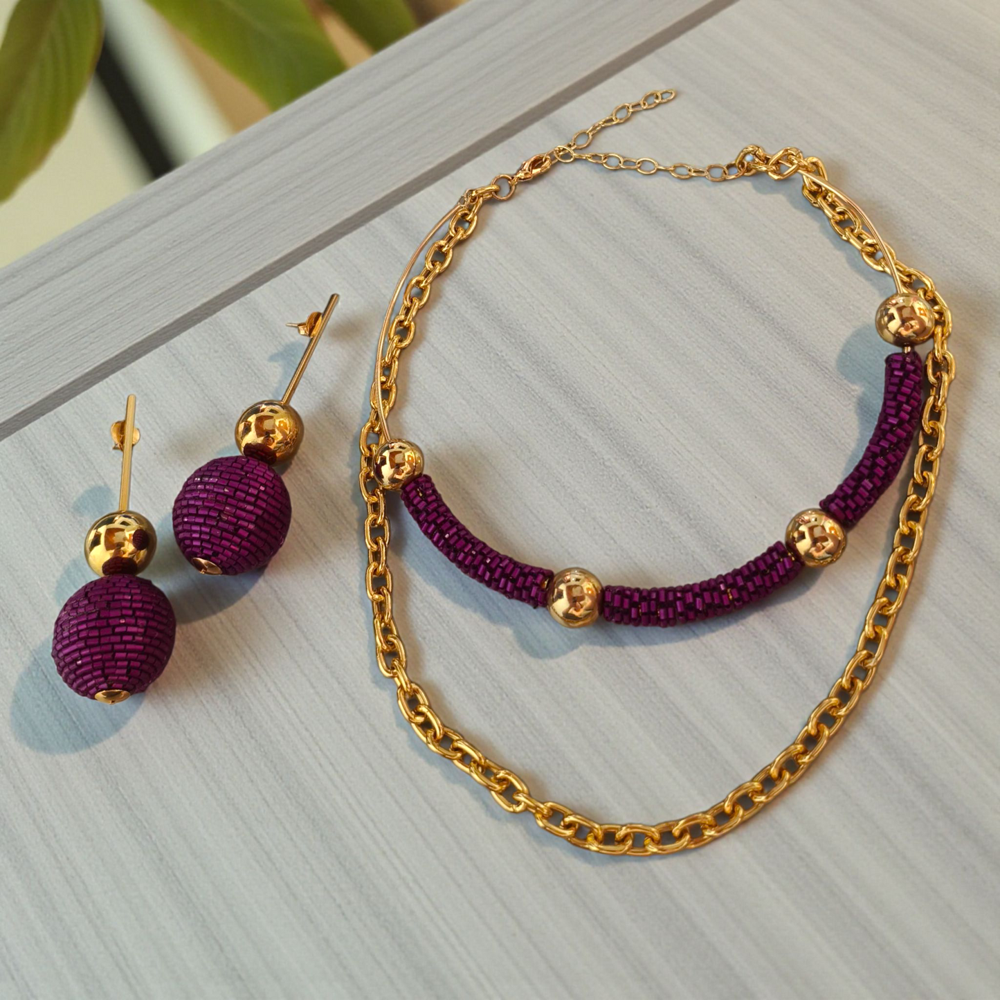 Conjunto Púrpura Feito a Mão Coleção Sedutora