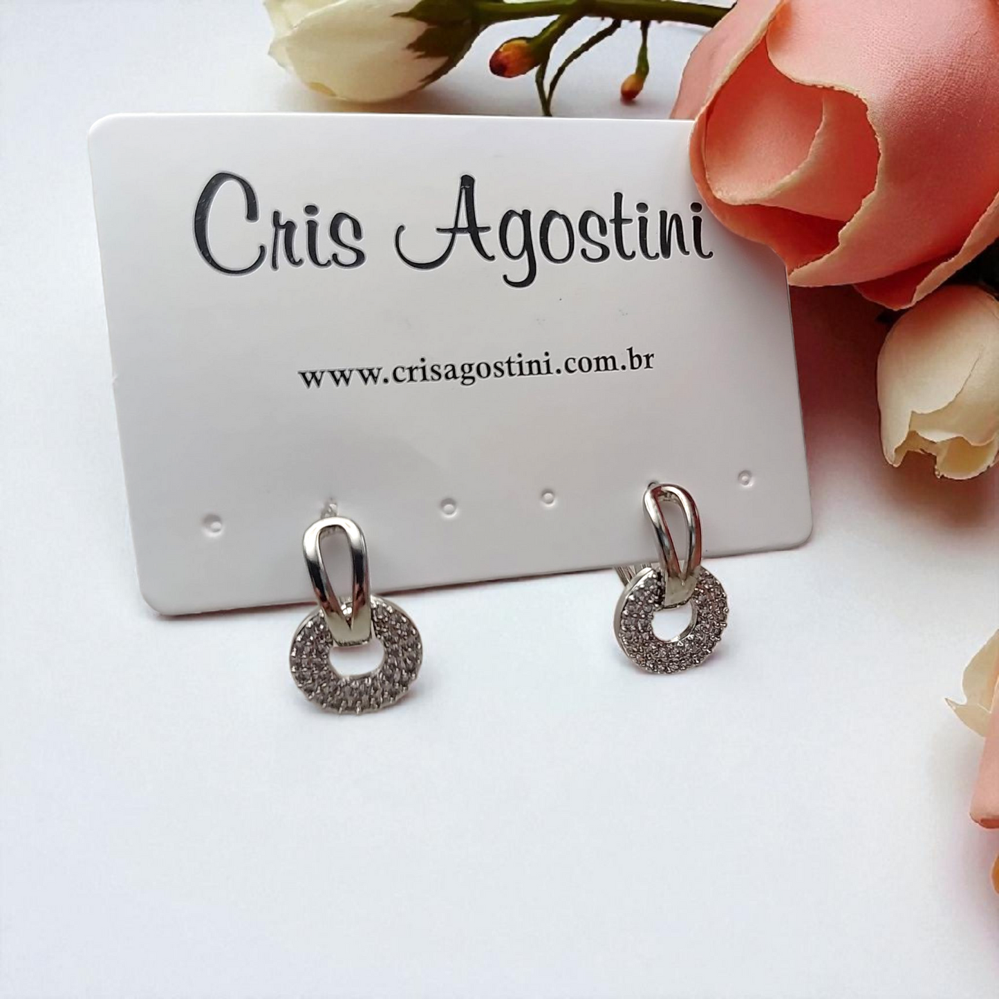 Brinco Argolinha Pingente Redondo Microzircônias