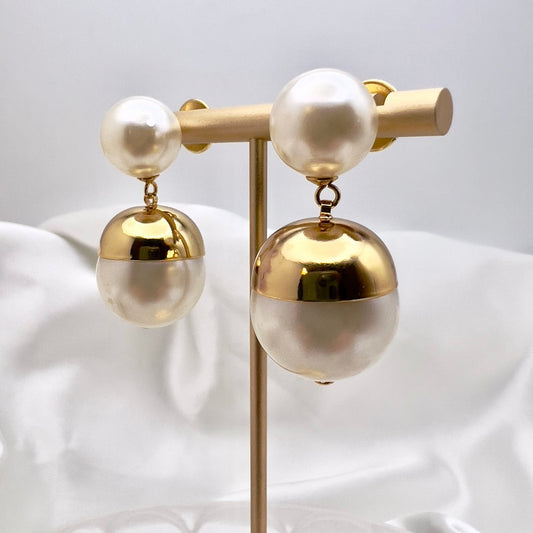 Brinco Maxi Pérola com Calota