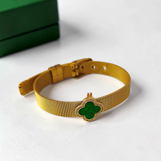 Pulseira Relógio Trevo e Microzircônias