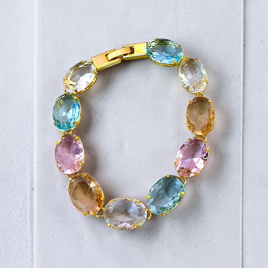 Pulseira Luxo Zircônias Coloridas Lapidadas