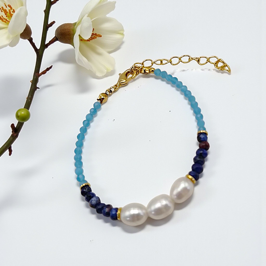 Pulseira Cristal Três Pérolas
