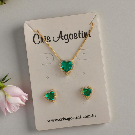 Conjunto Princesa Coração Verde Claro