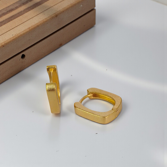 Brinco Argolinha Retangular Escovada