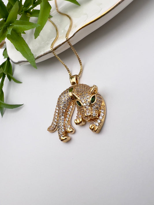 Colar Pantera Inteira Microzircônias