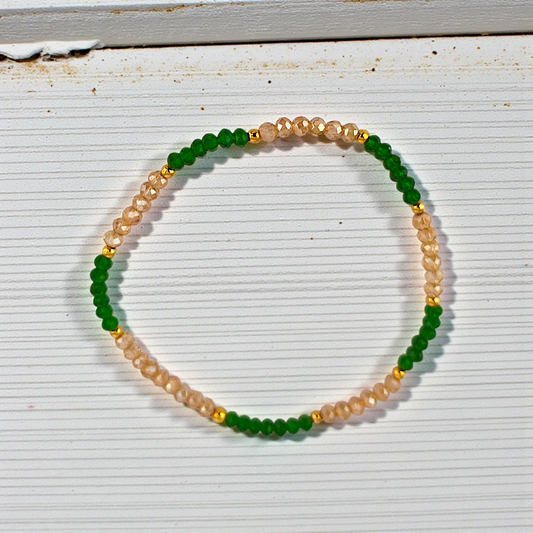 Pulseira Cristal Bicolor e Bolinhas 2mm