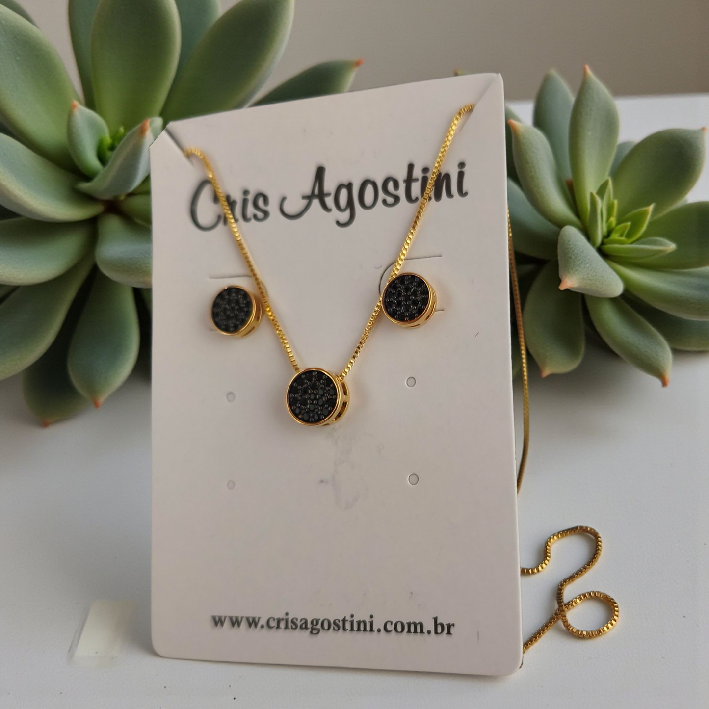 Conjunto Delicado Redondo Microzircônias Negras