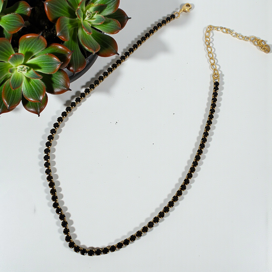 Colar Riviera Fino Zircônias Negras 3mm