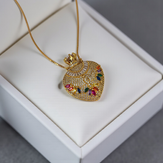 Colar Perfumeiro Coração Zircônias e Microzircônias