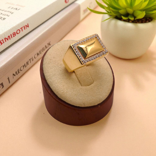 Anel Largo Frente Retangular Contorno Microzircônias