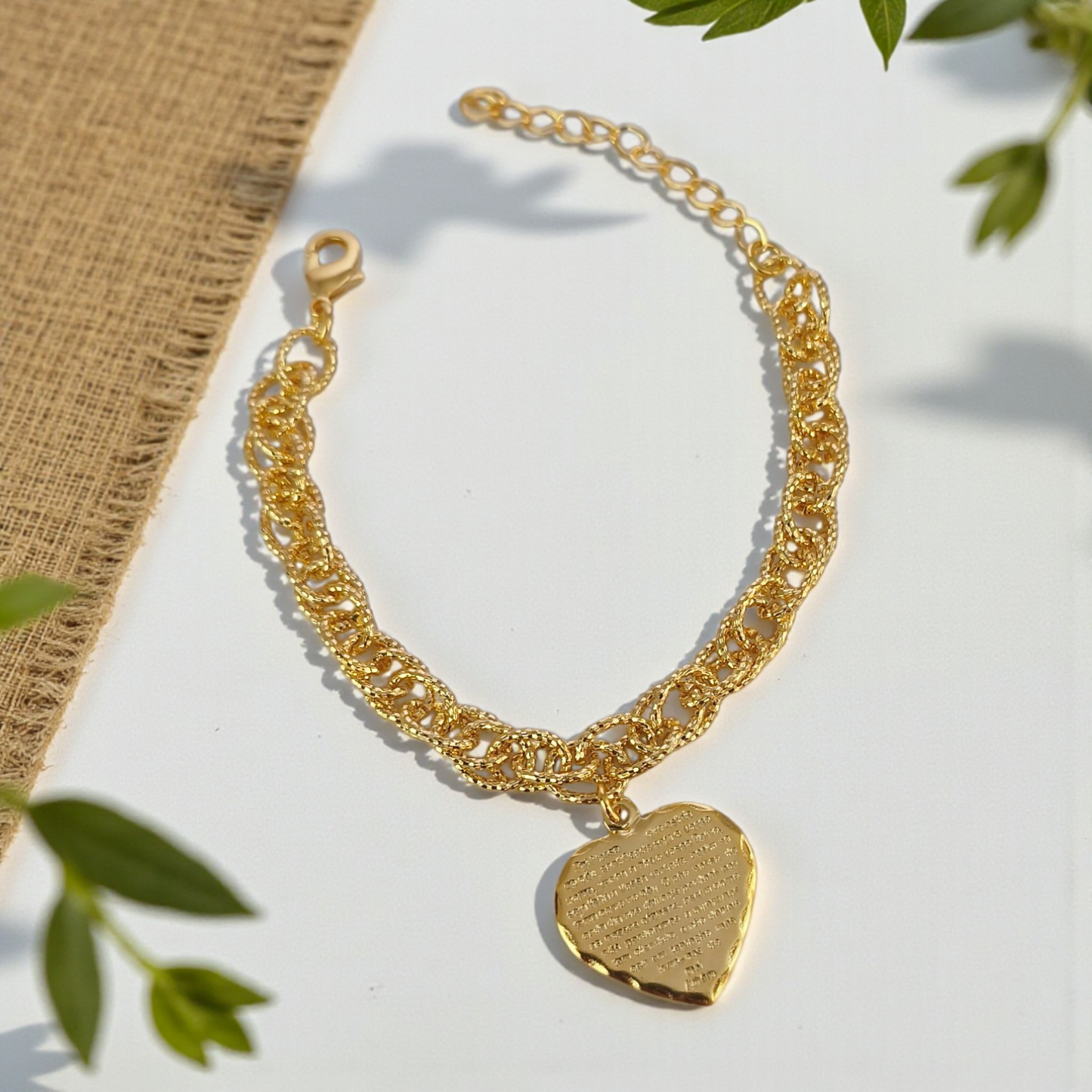 Pulseira Elos Torcidos Coração Pai Nosso