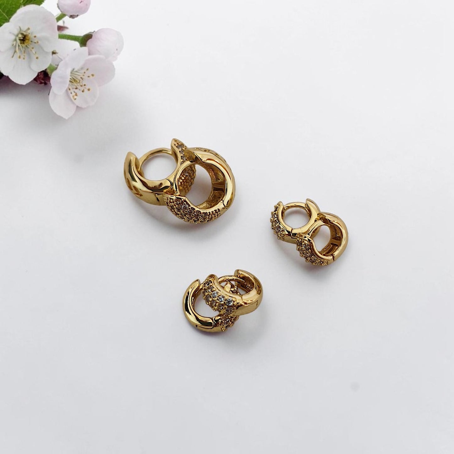 Brinco Trio Argolinhas Grossas Microzircônias