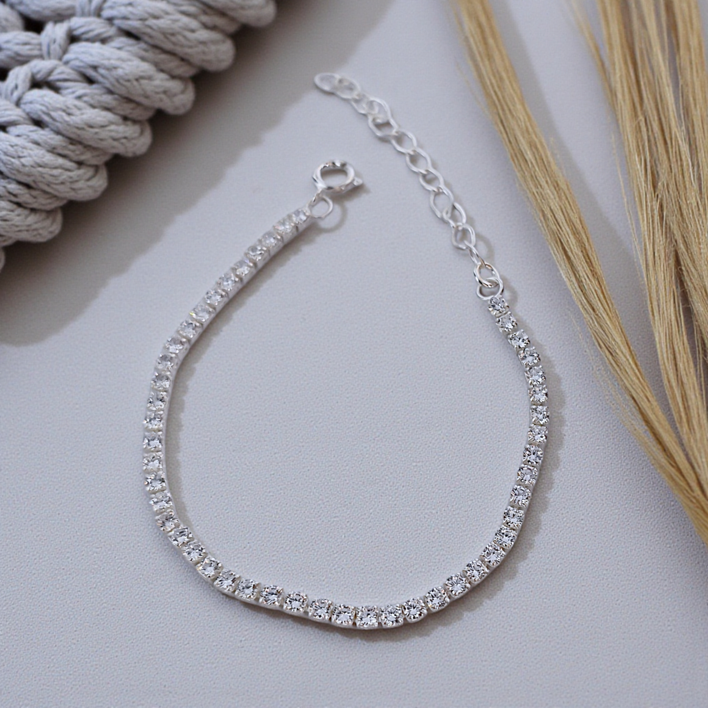 Pulseira Riviera Zircônia Cristal 2mm Prata 925