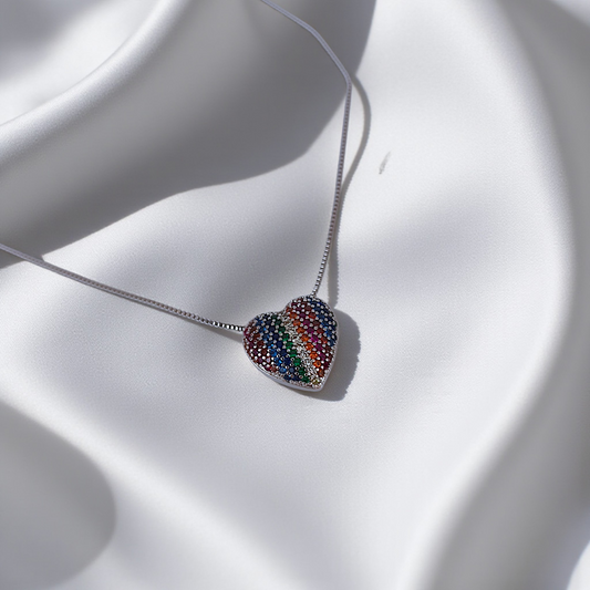 Colar Coração Microzircônias Colors