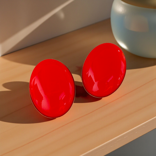 Brinco Maxi Botão Oval Resina