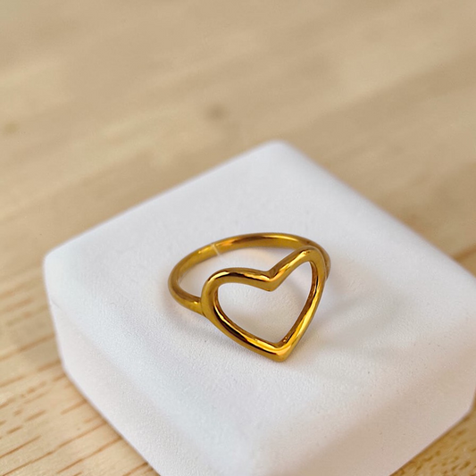 Anel Fino Liso Coração Grande Vazado