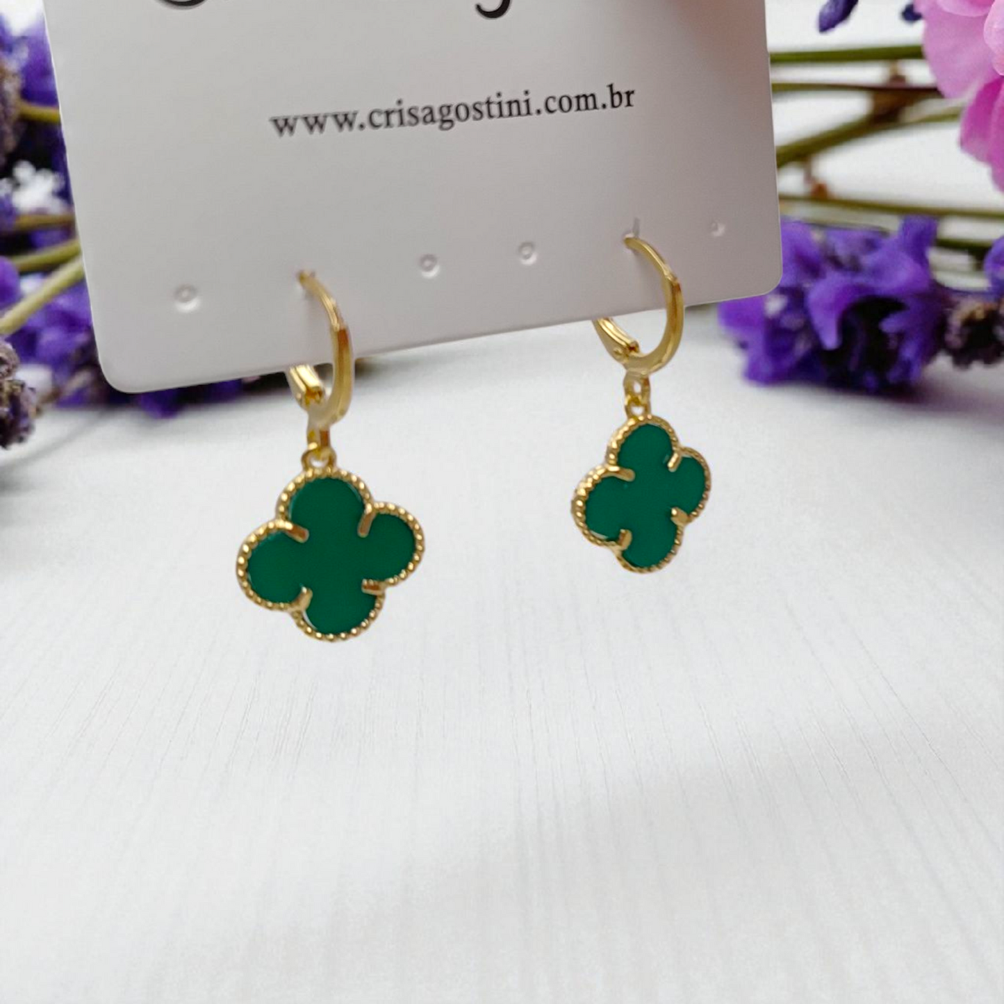 Brinco Argolinha Pingente Trevo