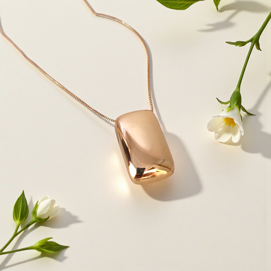 Colar Pingente Retângulo Liso Rosé