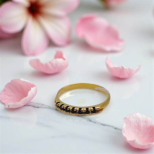 Anel Fino Microzircônias Negras