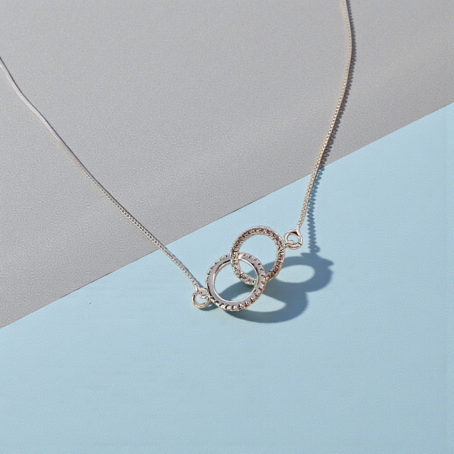 Colar 2 Elos Redondos Microzircônias Prata 925