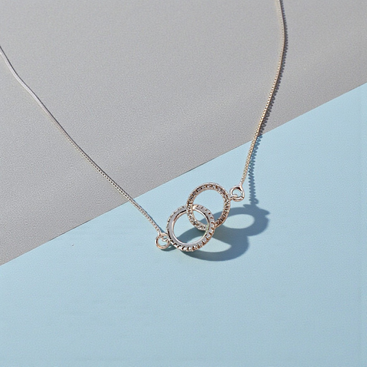 Colar 2 Elos Redondos Microzircônias Prata 925