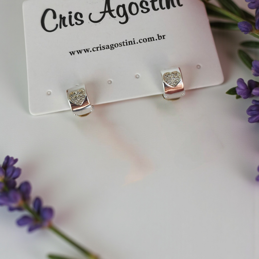 Brinco Argolinha Mini Coração Microzircônias